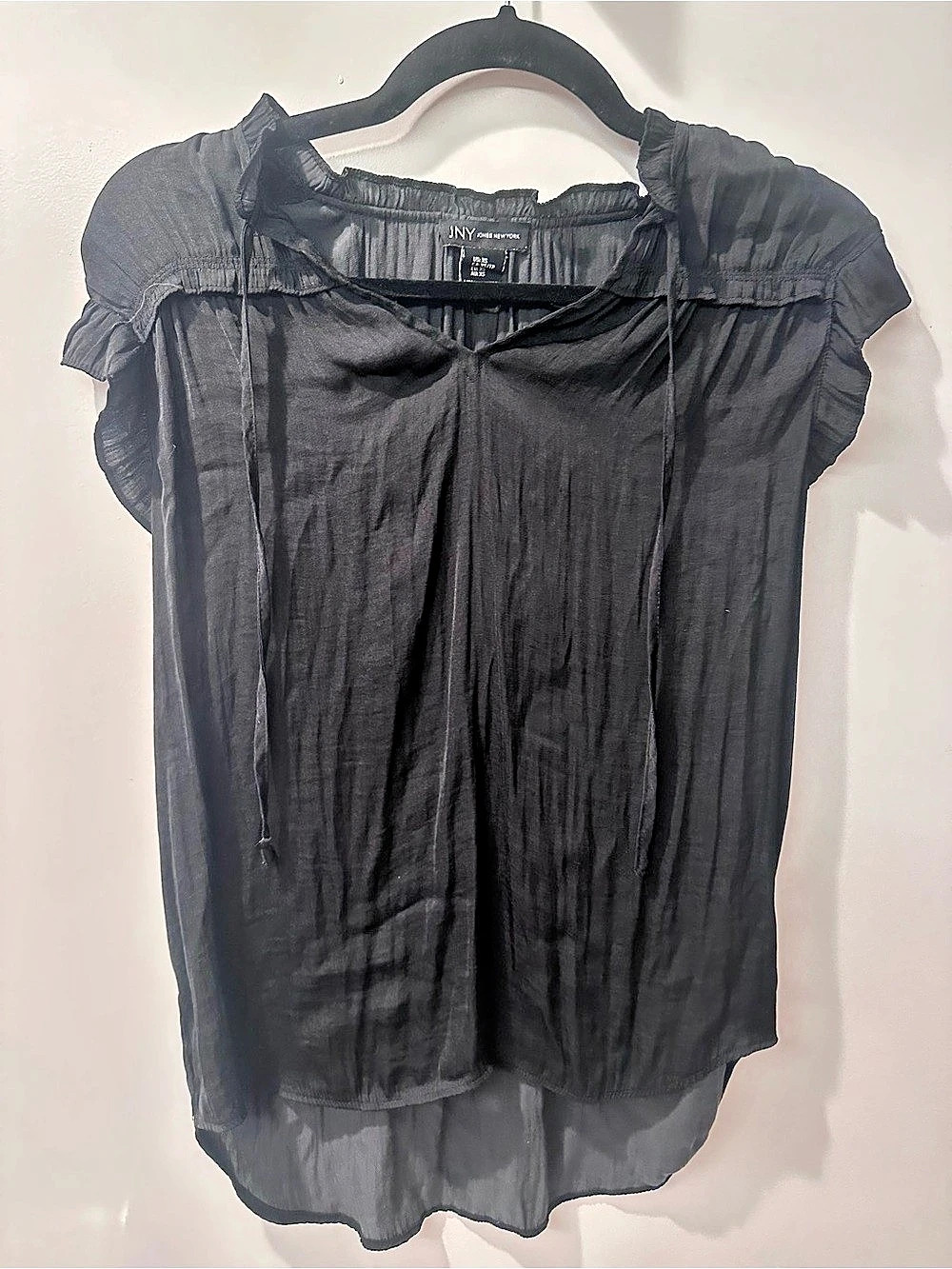 Jones NY Ruffled Sleeve Blouse in Black